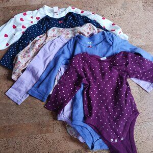 Six Baby Girl Long-Sleeved Onesies